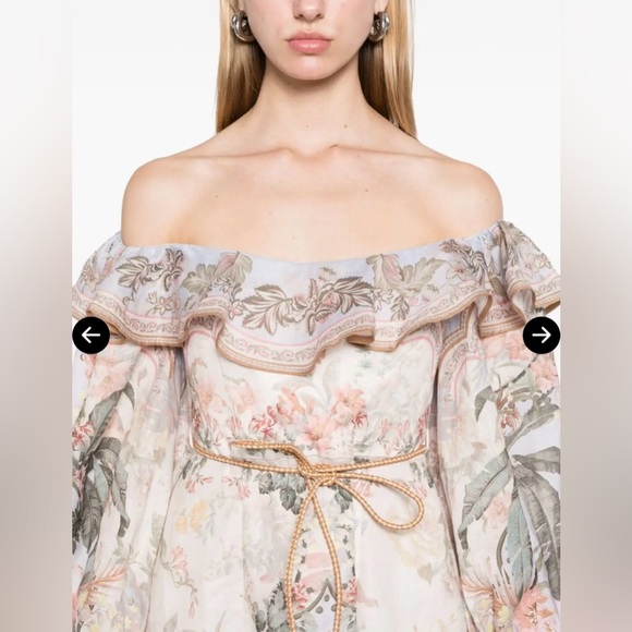 🔥NWT AU0 Zimmermann Wylie Off-The-Shoulder Midi-Dress - Picture 15 of 16